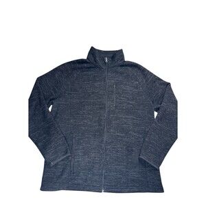 SWISSTECH Full Zip Sweater Jacket Black Heather Zipper Pockets Large Cozy Casual